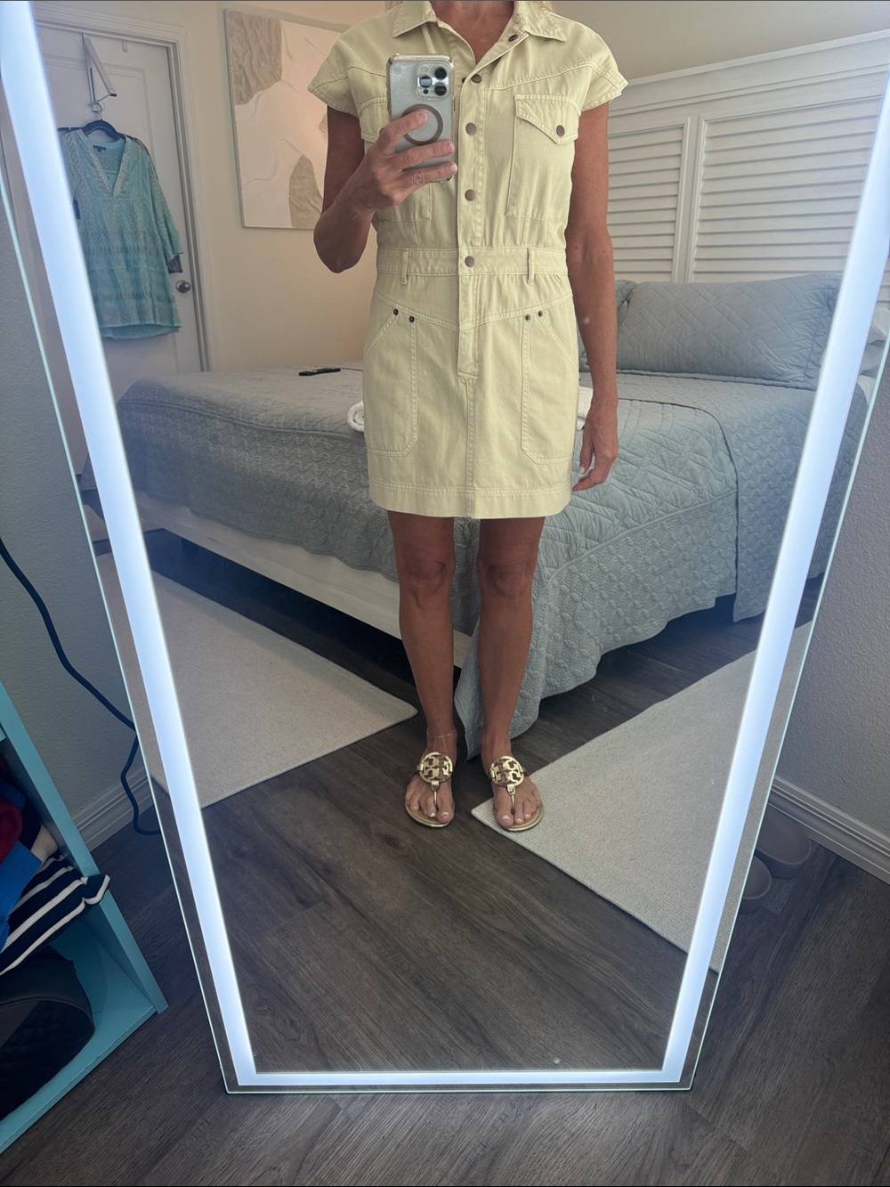 Sleeveless Utility Dress  in Beige - Unknown Brand